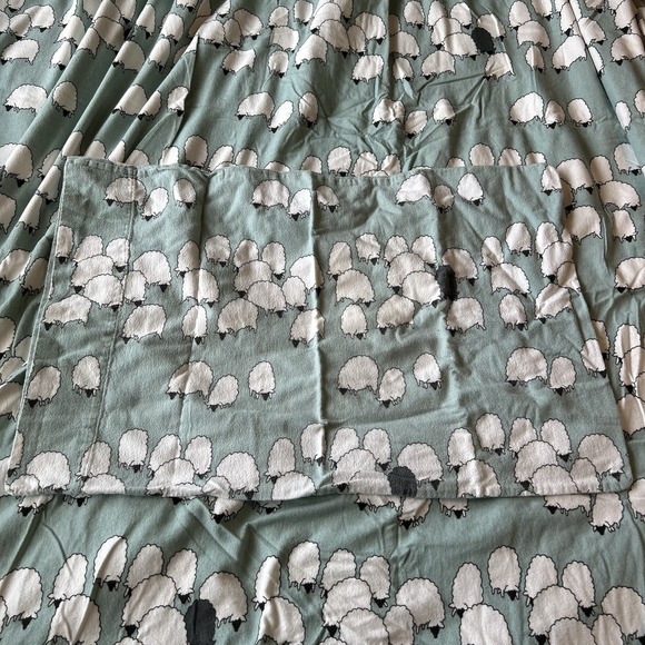 Cuddledown Twin Duvet Cover Flannel Kids Sheep Print Teal + Standard Pillow Case - Picture 2 of 10